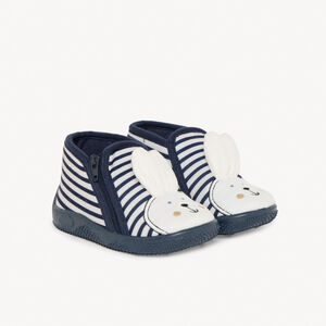 Chaussons forme bottillons rayés patch lapin pour bébé == 