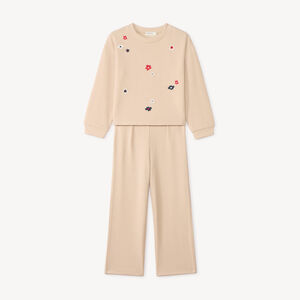 Ensemble 2 pièces pantalon de jogging et sweat fille en maille côtelée 