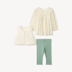 Ensemble 3 pièces avec tunique fleurie pour bébé fille 