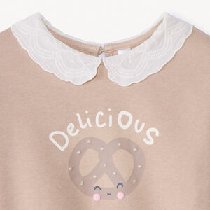 Sweat molleton oversize à col claudine pour bébé fille 