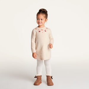 Robe bébé en maille à manches longues et fleurs brodées 