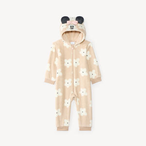Surpyjama bébé en sherpa à fleurs avec capuche Minnie 