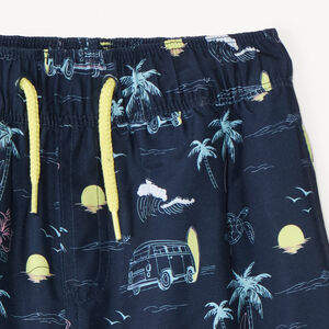 Short de bain en toile imprimée fantaisie pour garçon 
