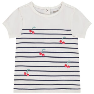 T-shirt manches courtes type marinière fantaisie pour bébé fille 