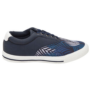 Baskets basses bi-matière à lacets avec imprimé végétal 