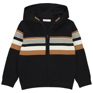 Gilet tricot fantaisie avec capuche pour garçon  