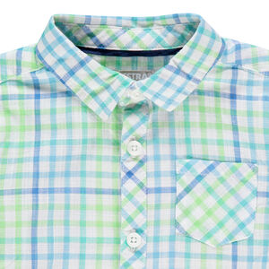 Chemise manches courtes à carreaux et poche 