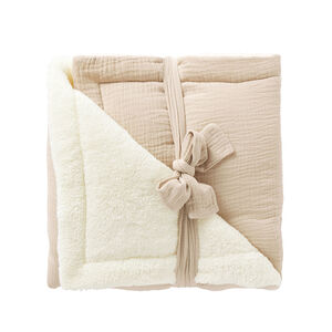 Couverture en sherpa et gaze 70 x 100 cm biscuit 