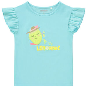 T-shirt manches courtes volantées print citron pailleté pour fille  