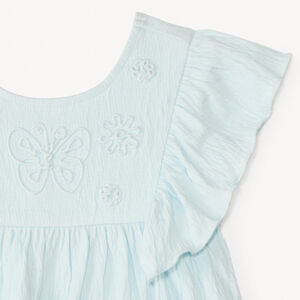 Tunique manches courtes à volants et cording papillon pour bébé fille 