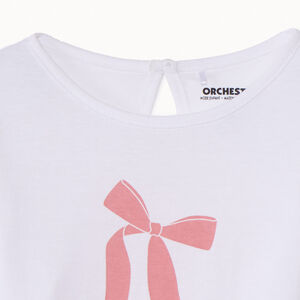 T-shirt manches longues print nœud pour bébé fille 