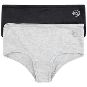 Junior - Lot de 2 shorties en coton avec logo printé argenté 