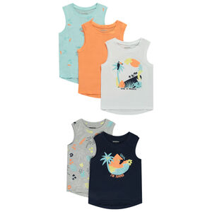 Lot de 5 débardeurs fantaisie motifs exotiques pour garçon 