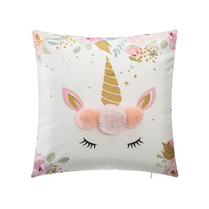 Coussin décoratif Licorne avec Pompons  