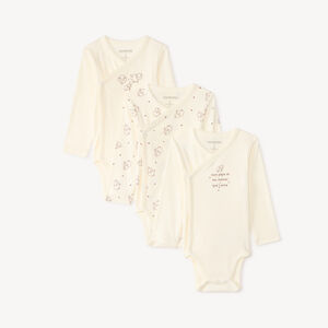 Lot de 3 bodies manches longues bébé à motifs moutons (finitions différentes selon l’âge) 