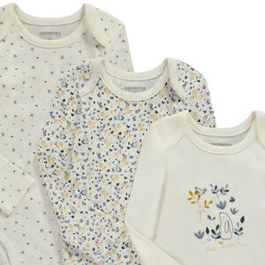 Lot de 3 body manches longues imprimé fantaisie pour bébé fille avec ouvertures différentes selon l'âge 