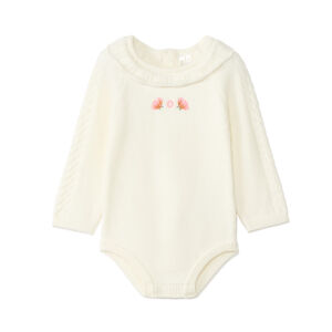 Ensemble barboteuse + collants en tricot pour bébé fille 