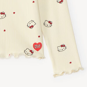 T-shirt côtelé fille à manches longues Hello Kitty 