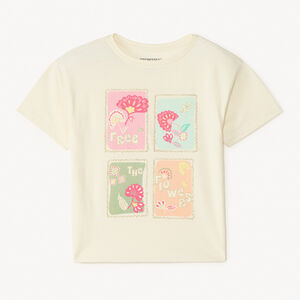 T-shirt manches courtes avec print timbres pour fille 