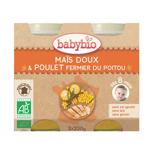 Petit pot maïs doux carotte et poulet fermier bio - 2x200g 