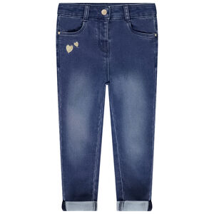 Jean slim broderie coeurs pour bébé fille 