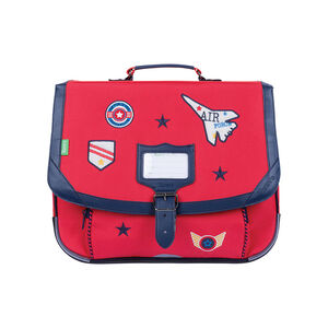 Cartable Antoine rouge avec broderies 38 cm 