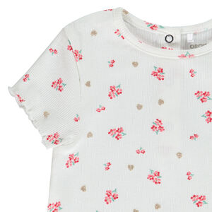 T-shirt manches courtes effet côtelé fantaisie pour bébé fille 