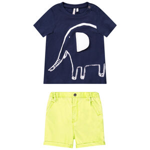 Ensemble t-shirt et bermuda à motif éléphant pour bébé garçon 