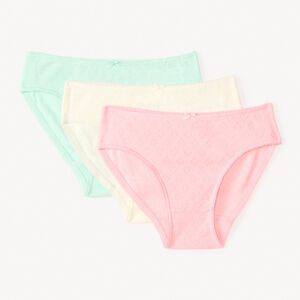 Lot de 3 culottes unies en pointelle cœur pour fille  