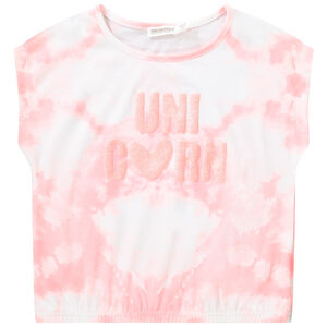 T-shirt manches courtes forme boîte effet tie & dye et puff print pour fille 