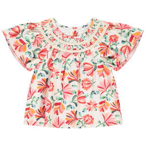 Tunique manches courtes évasées imprimé floral pour fille 