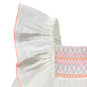 Tunique manches courtes volantées avec haut effet smocke pour fille 