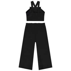 Ensemble débardeur avec nœud + pantalon large en maille froissé fille 