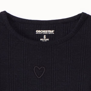 T-shirt manches longues avec cœur brodé pour fille   