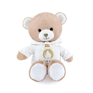 Nounours beige JO Paris 2024 avec sweat blanc 