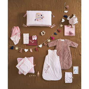 Doudou en velours à plumes et petit oiseau 