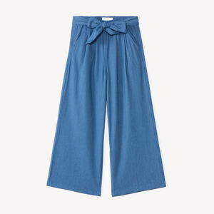 Pantalon fille large en toile uni 