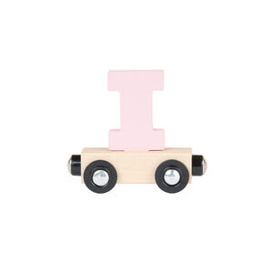 Lettre "I" wagon en bois - rose clair 