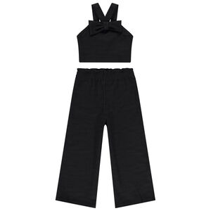 Ensemble débardeur avec nœud + pantalon large en maille froissé fille 