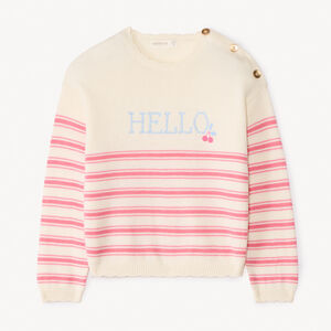 Pull à rayures en tricot motifs fantaisie pour fille 