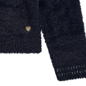 Gilet manches longues en tricot effet mohair et style Bomber pour fille  