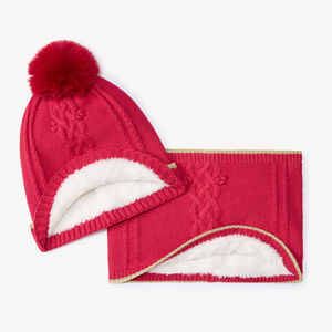 Set bonnet + snood en tricot torsadé pour fille 