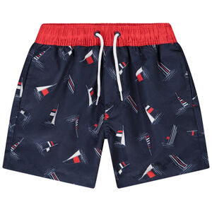 Short de bain microfibre imprimé voiliers pour garçon 