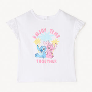 T-shirt manches courtes print Stitch et Angel Disney pour bébé fille 
