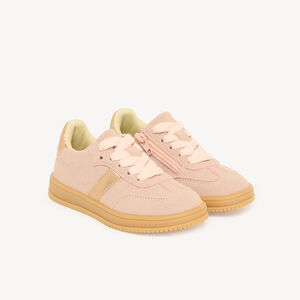 Baskets fille zip et lacets roses 