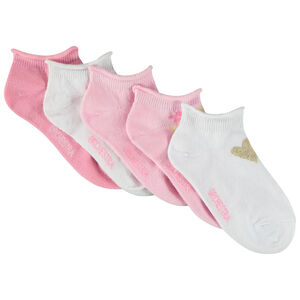 Lot de 5 paires de chaussettes courtes fleuries pour fille 