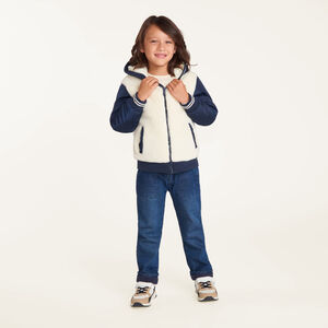Blouson garçon à capuche bi-matière 