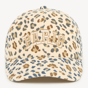 Casquette fille en velours côtelé imprimée léopard 