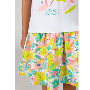 Robe bi-matière manches courtes en jersey fille 