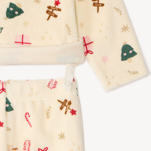 Ensemble 2 pièces bébé fille en velours imprimé Noël 